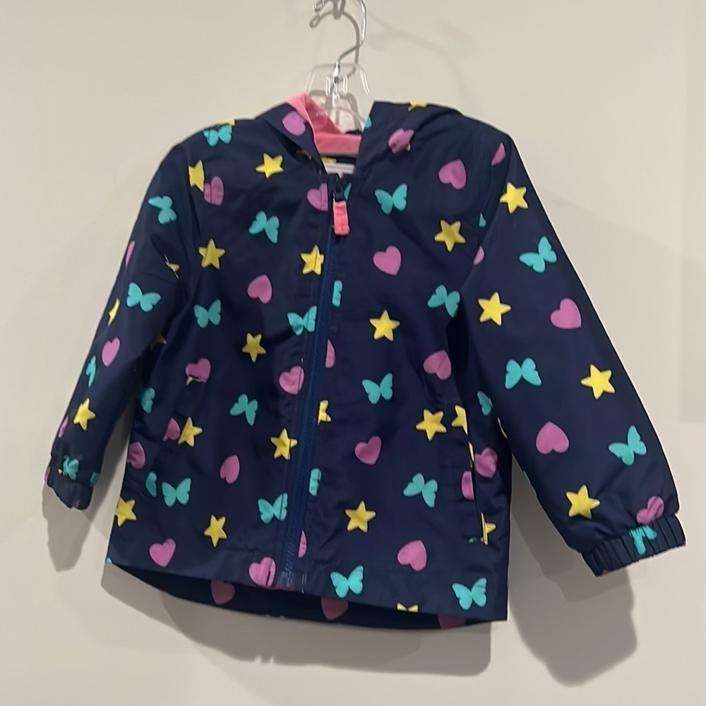 Girls Carter’s butterfly rain jacket. Size 2 toddler - Picture 9 of 15